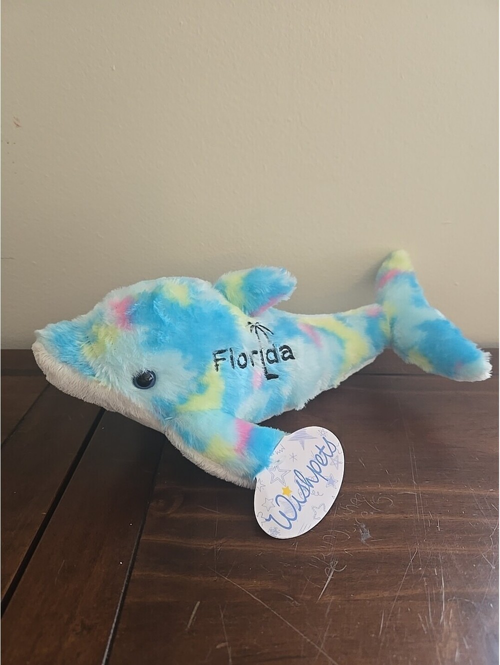 New Wishpets Delilah Plush Soft 11" Tie Dye Blue Dolphin Multicolor Florida